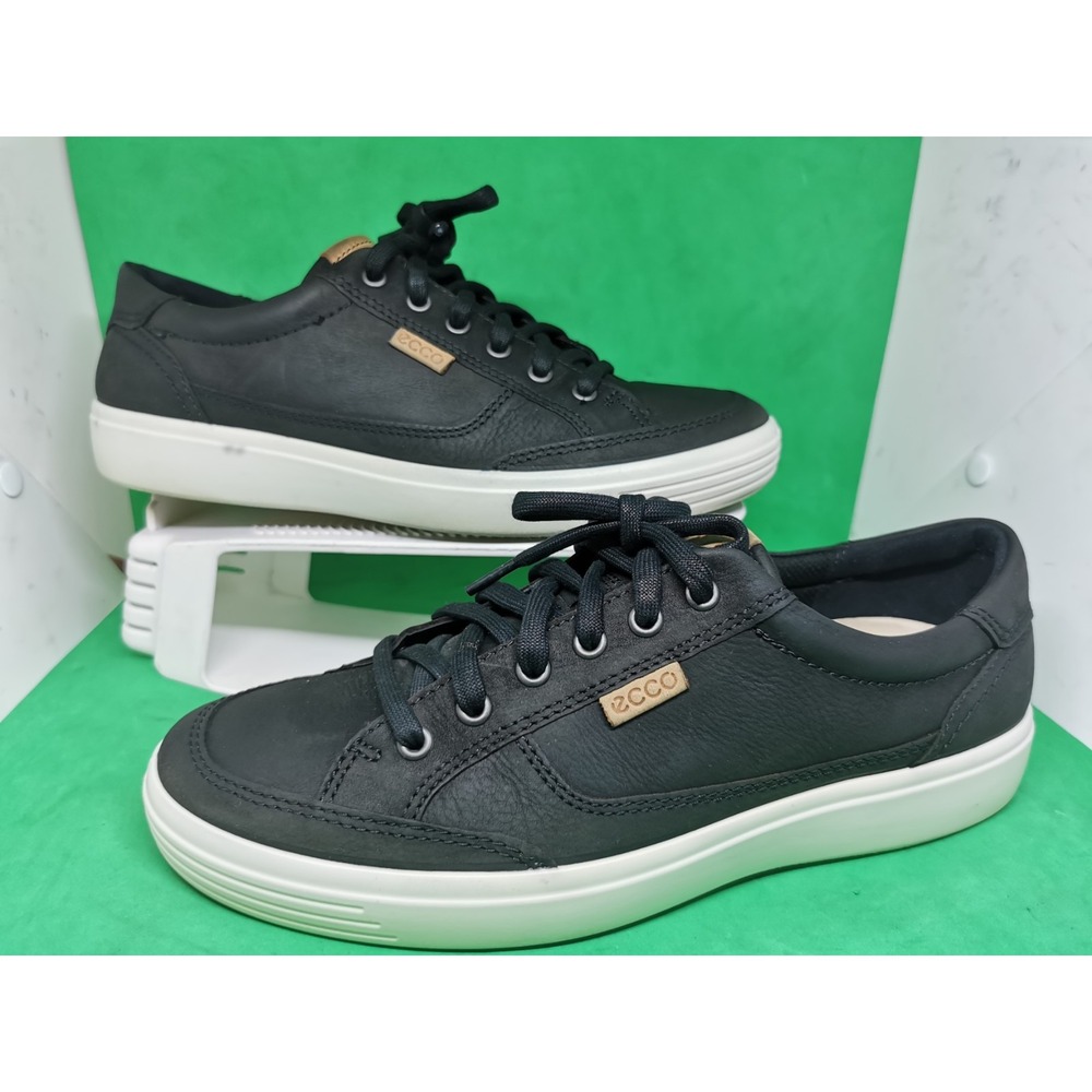 Ecco Soft 7 Retro Mens Size EU 42 US 8 Black Leather Extra Wide Shoes Sneakers